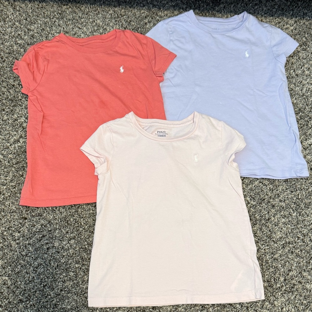 Polo by Ralph Lauren Kids' Tees Bundle (Coral, Purple, and Light Pink)